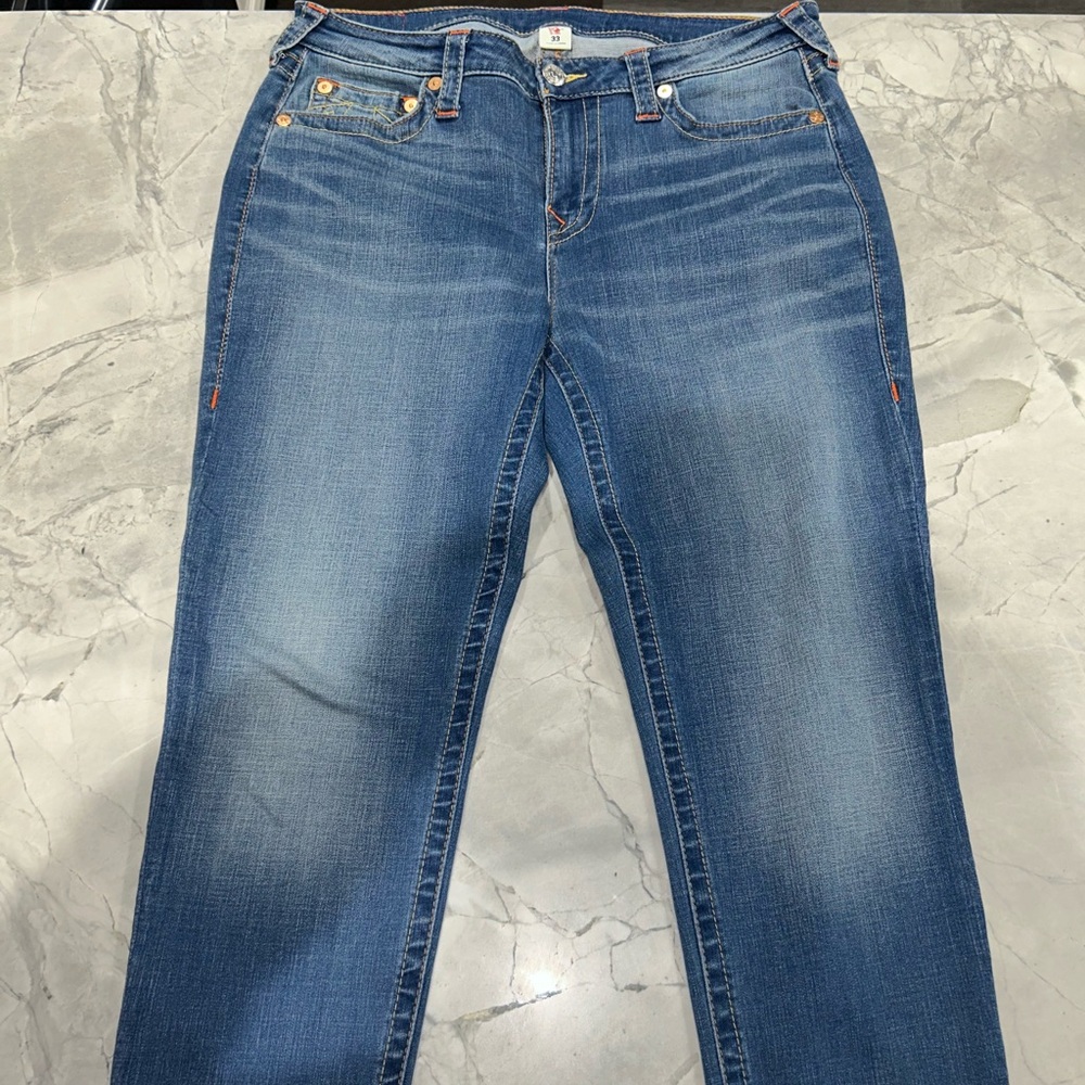 True Religion Jennie Curvy Skinny Jeans Women 33 Blue Washed Denim